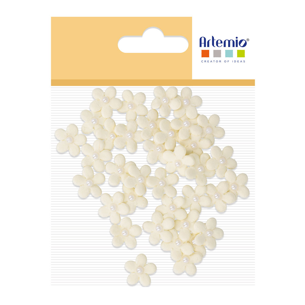 DECORATION RECYCLED COTTON FLOWERS CREME LARGE 50PCS