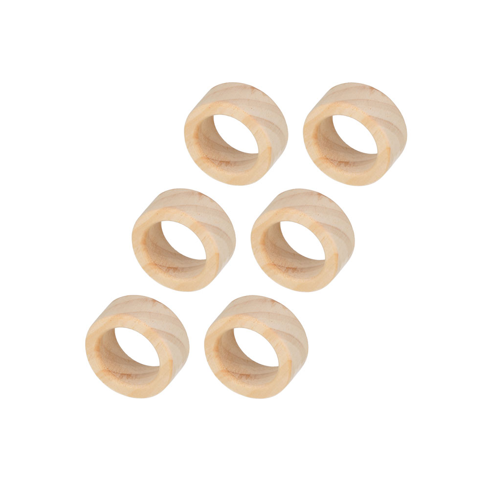 WOODEN NAPKIN HOLDER RING 4.5XH2CM 6PCS