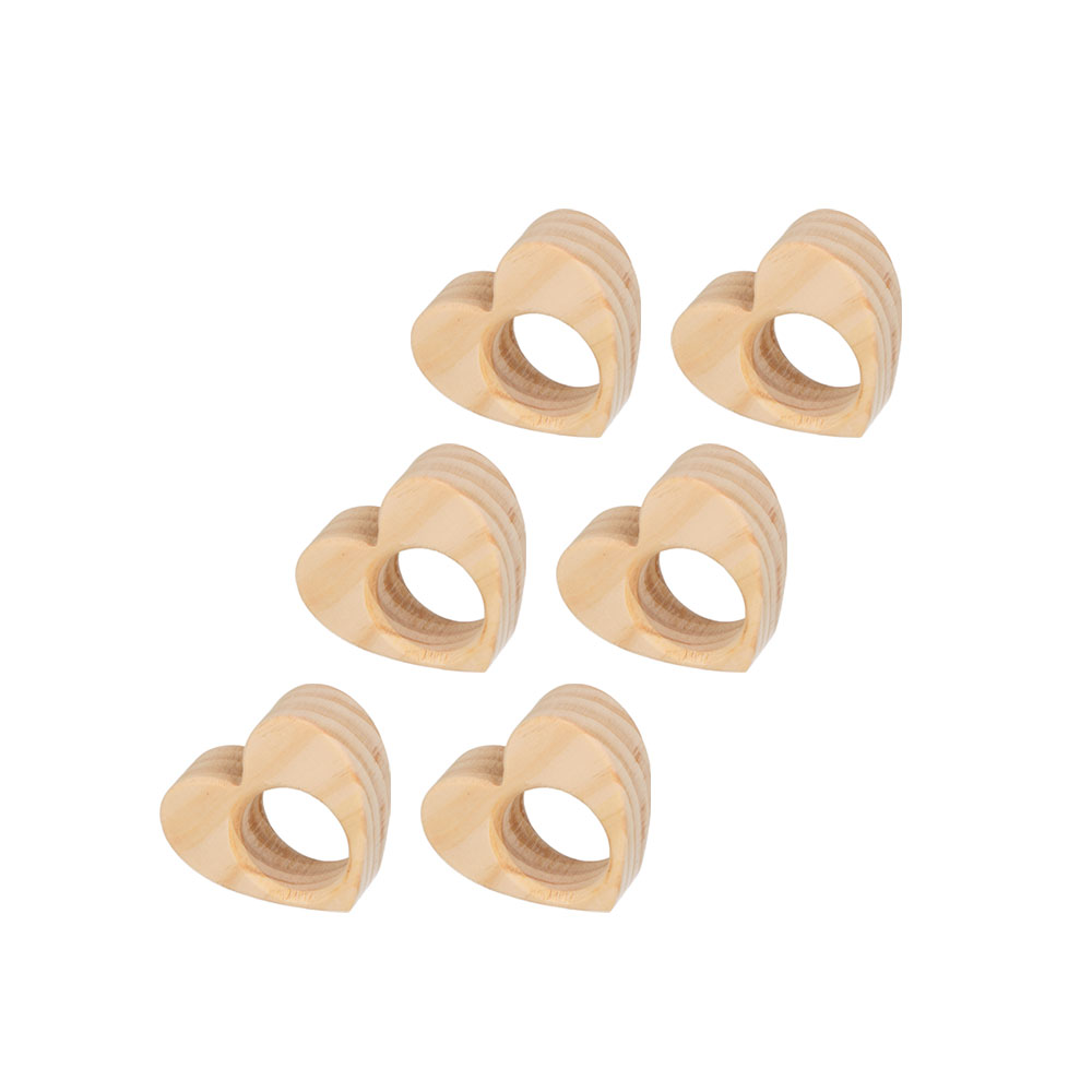 WOODEN NAPKIN HOLDER HEART 5.5X6.5X2CM 6PCS