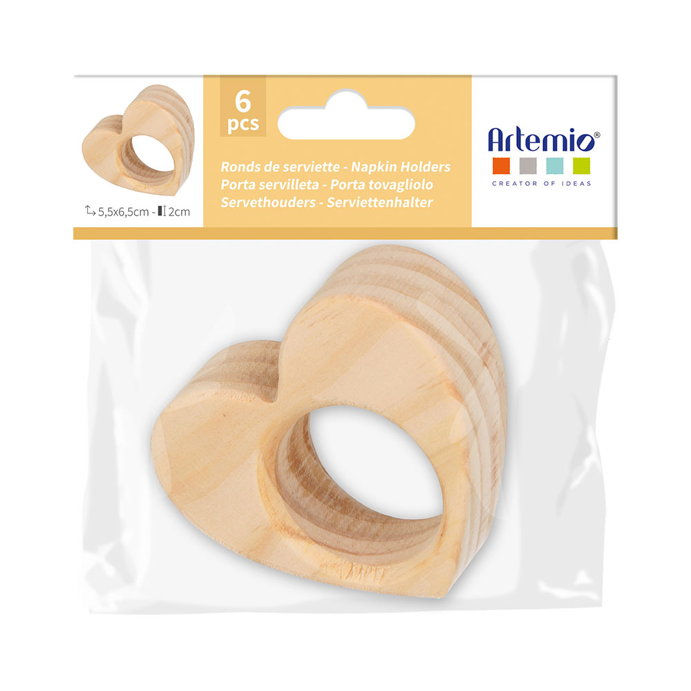 WOODEN NAPKIN HOLDER HEART 5.5X6.5X2CM 6PCS - Image 3