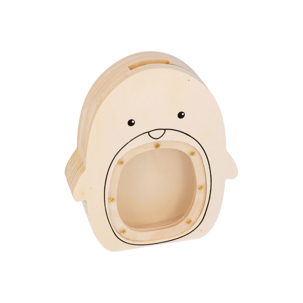 MONEY BOX WITH PLEXIGLAS PENGUIN 14.3X12.7X3.7CM