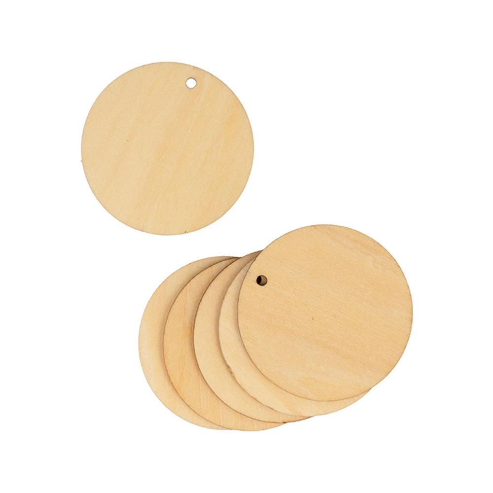 WOOD LABEL ROUND 5.5X0.2CM 6PCS