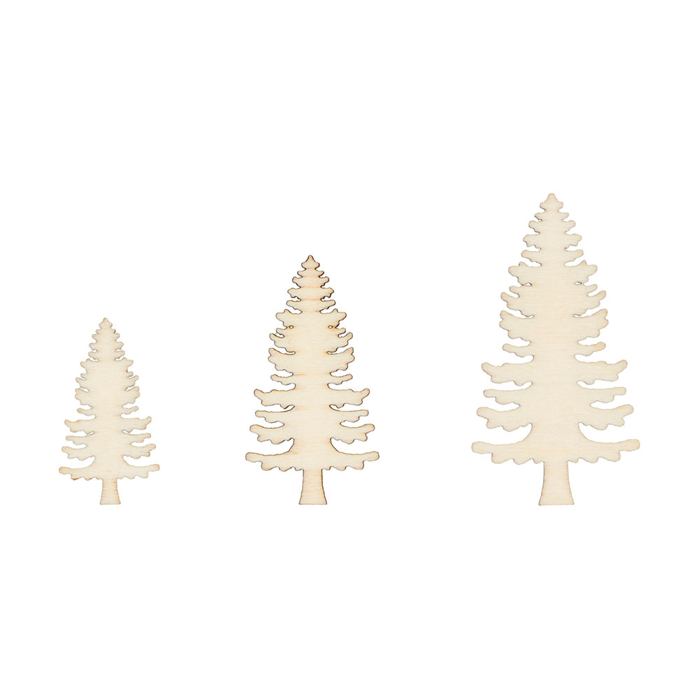 WOODEN SILHOUETTES CHRISTMAS TREE 3/4/5CMX1MM 18PCS - Image 2