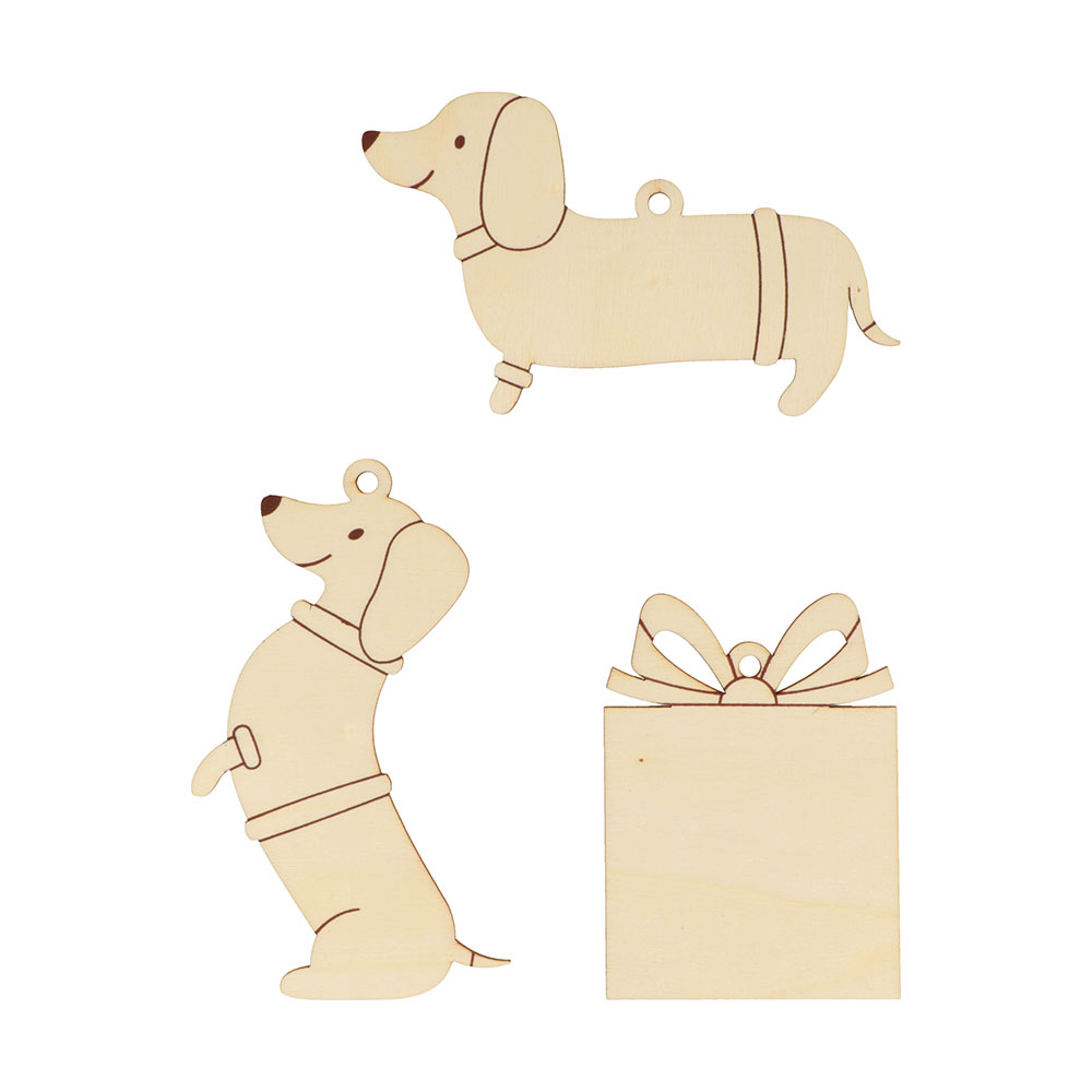 SILHOUETTES WOOFY CHRISTMAS TO HANG 3PCS