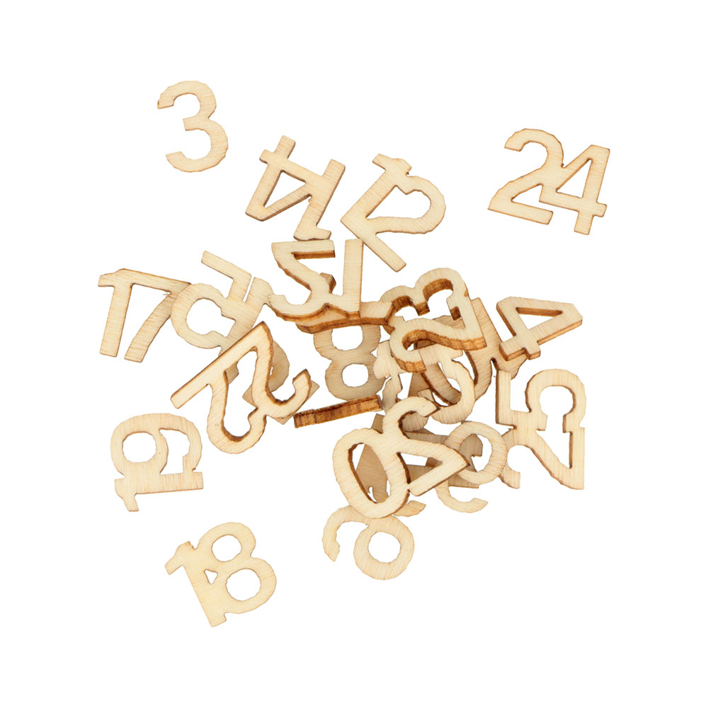 WOODEN NUMBERS AND CIRCLES 1.5/D2.5XH0.2CM 50PCS - Image 3