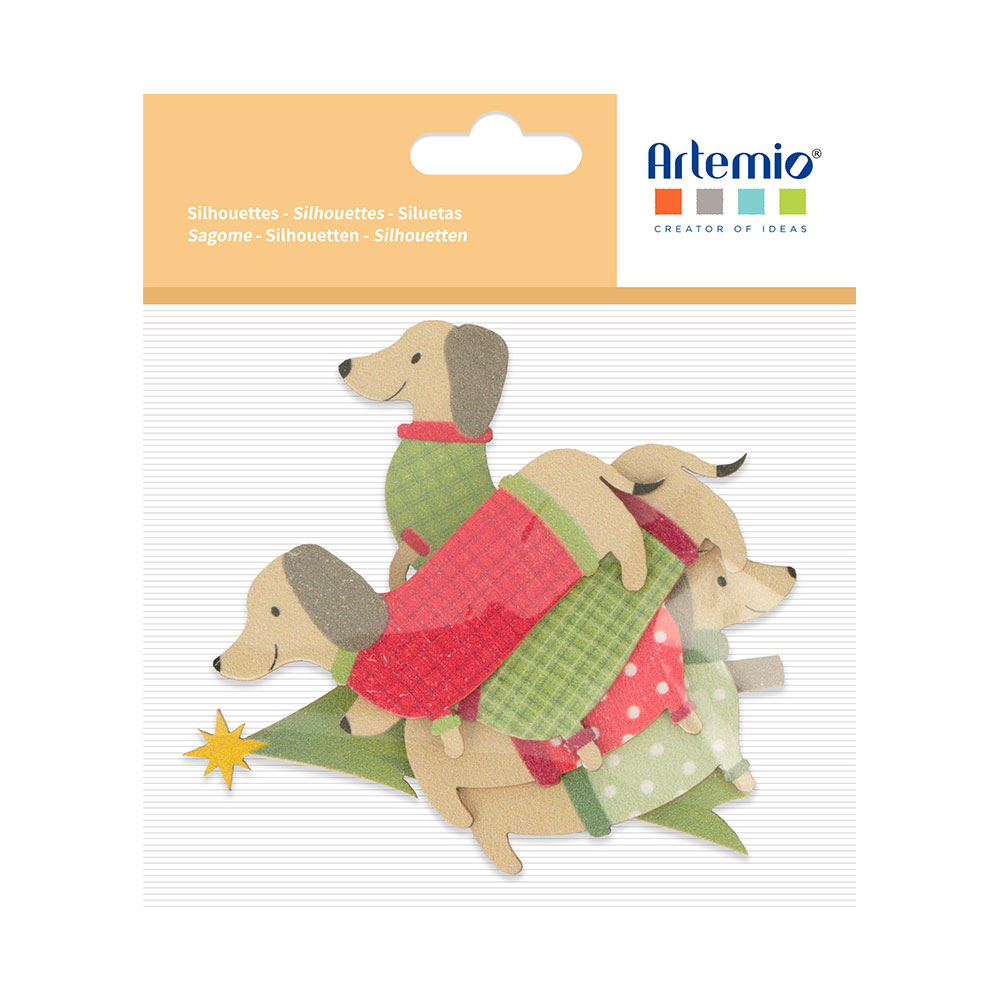SILHOUETTES CHRISTMAS WOOFY COLORFUL WOODEN 6PCS - Image 2