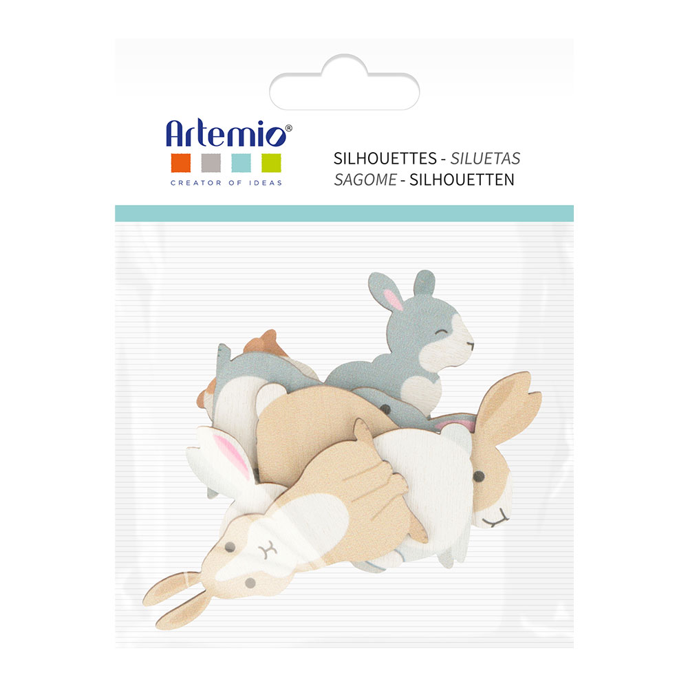 SILHOUETTES RABBIT COLORFUL WOODEN 6PCS - Image 2