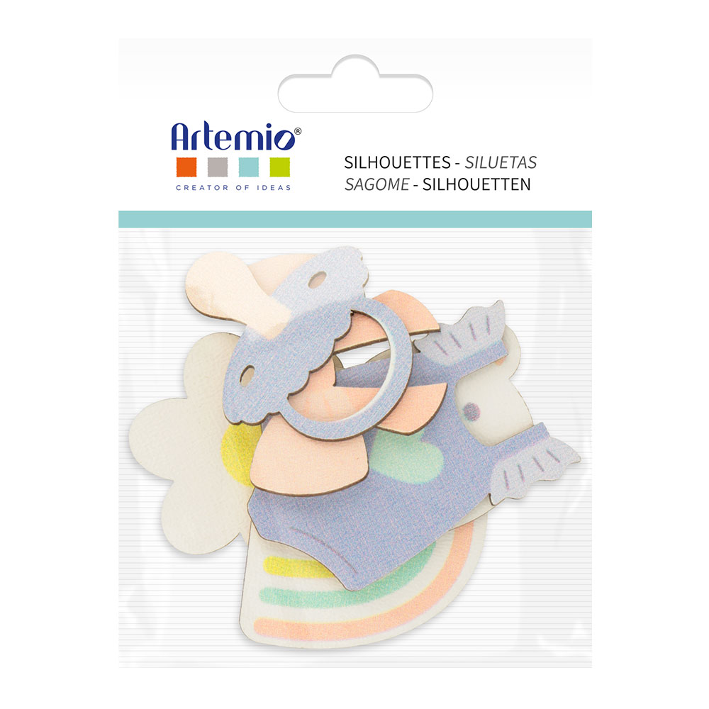 SILHOUETTES BIRTH GIRL COLORFUL WOODEN 6PCS - Image 2