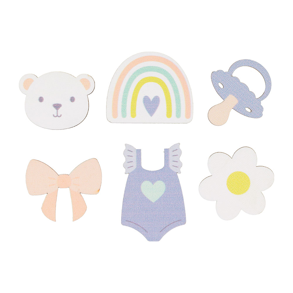 SILHOUETTES BIRTH GIRL COLORFUL WOODEN 6PCS