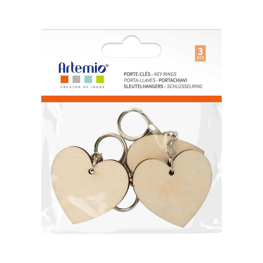 KEYRINGS HEART WOODEN 5X5X0.5CM 3PCS - Image 2