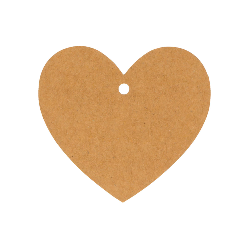 LABELS KRAFT HEART 5.4X6CM 50PCS