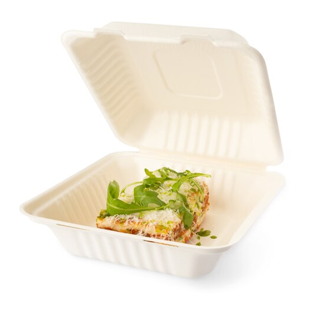 SENZA SUGARCANE FOOD CONTAINER SQUARE 1-COMP. 230X230X80MM 40PCS - Image 2