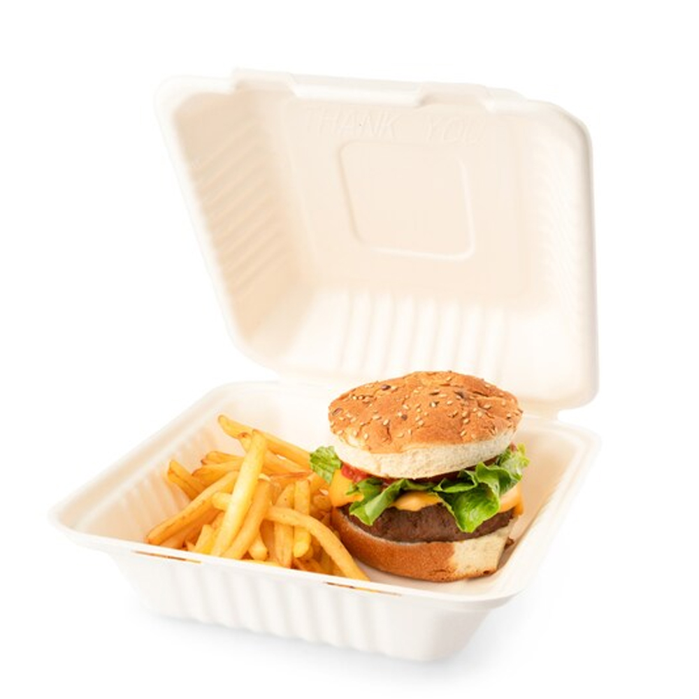 SENZA SUGARCANE FOOD CONTAINER SQUARE 1-COMP. 230X230X80MM 40PCS - Image 3