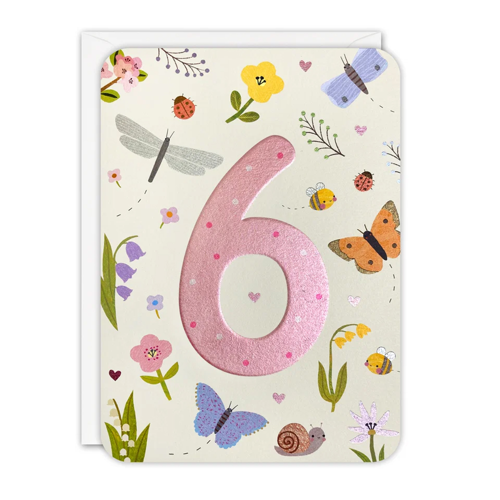 AGE 6 BUTTERFLIES SPROUTS CARD