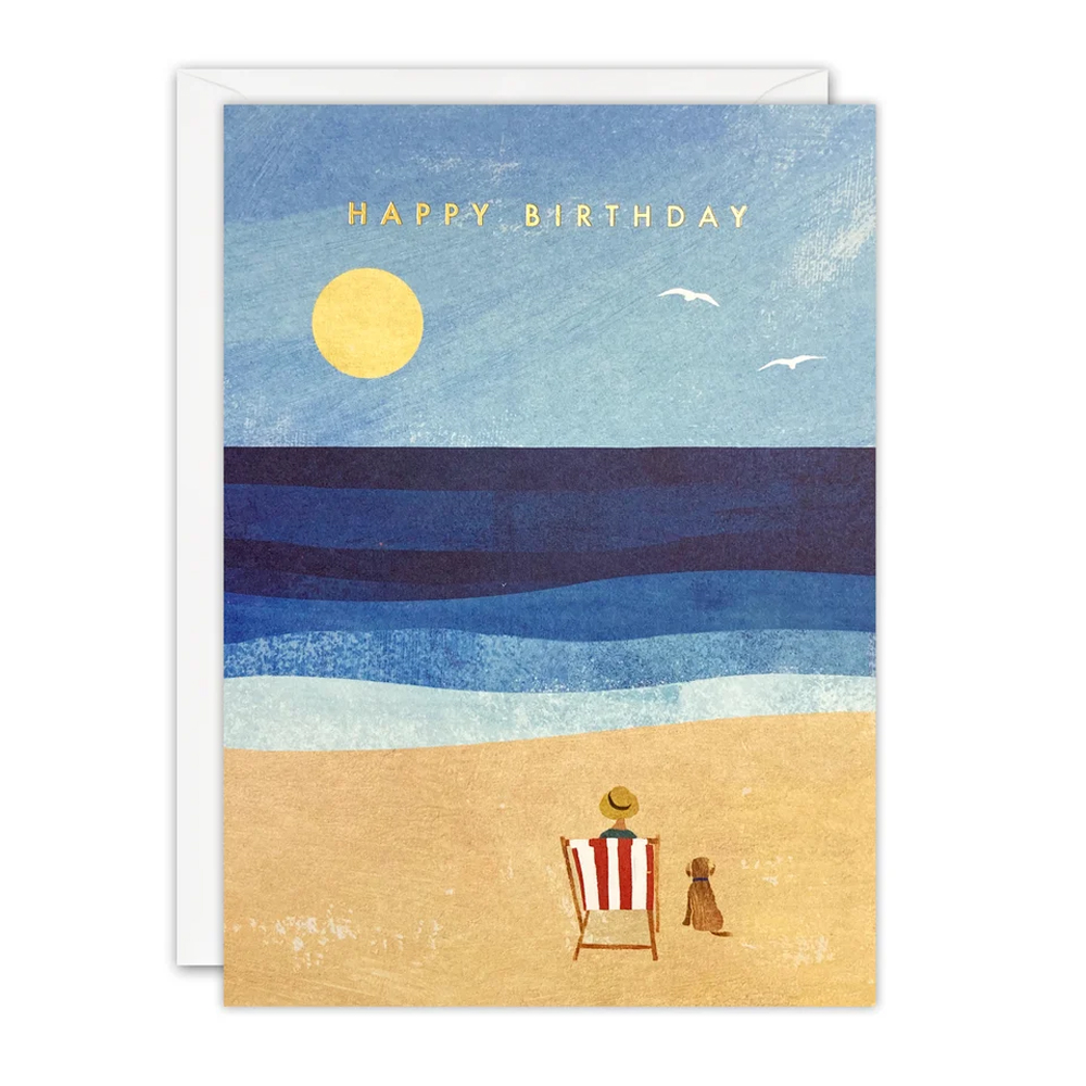 DOG AND DECKCHAIR BIRTHDAY OFFSHORE CARD