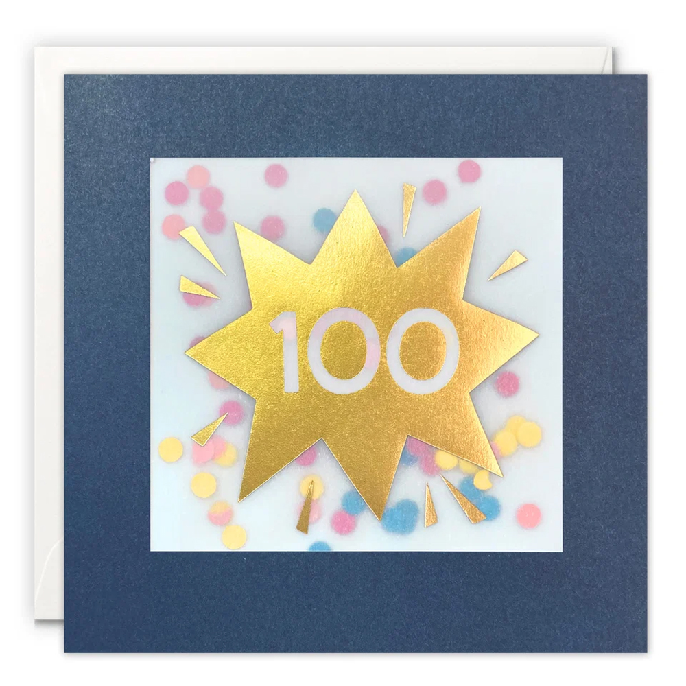 AGE 100 GOLD PAPER SHAKIES CARD