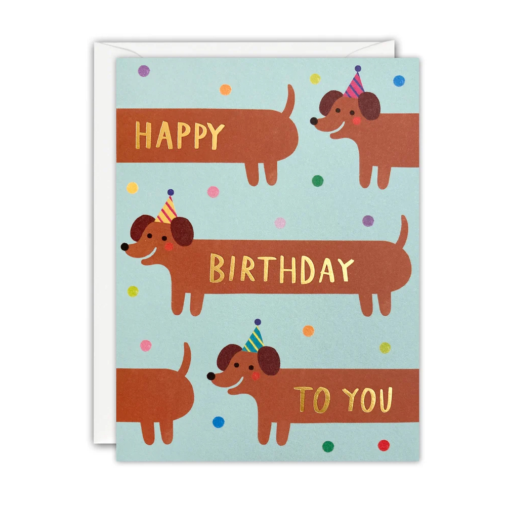 BIRTHDAY SAUSAGE DOGS MINNOWS CARD