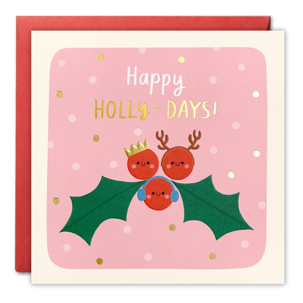 HAPPY HOLLY DAYS CHRISTMAS SQUARE PEG CARD