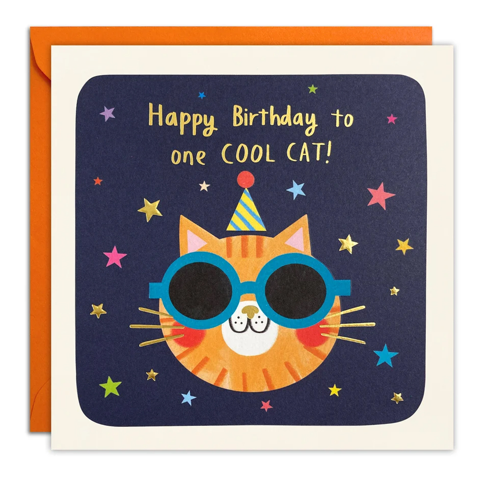 COOL CAT BIRTHDAY SQUARE PEG CARD