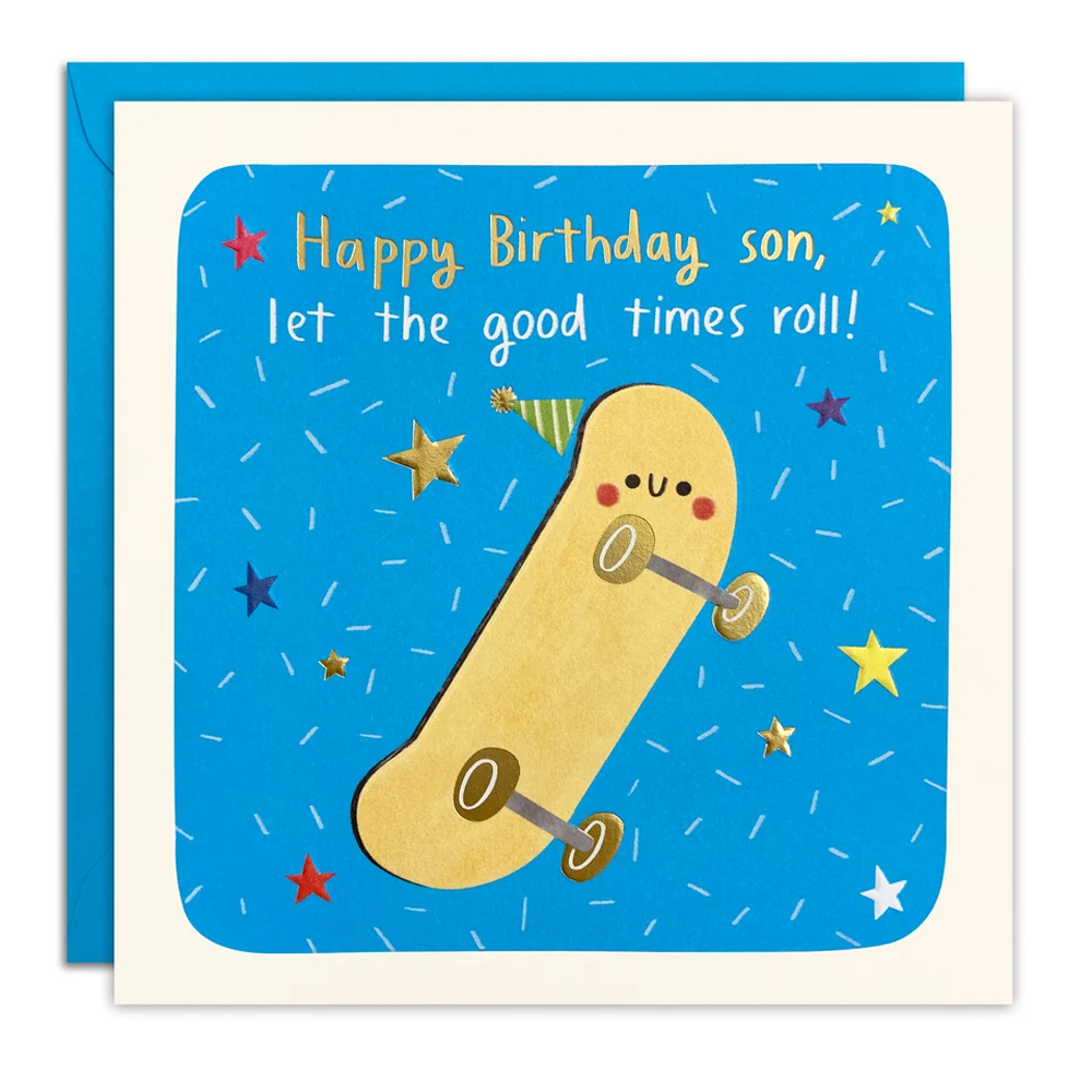 SON SKATEBOARD BIRTHDAY SQUARE PEG CARD
