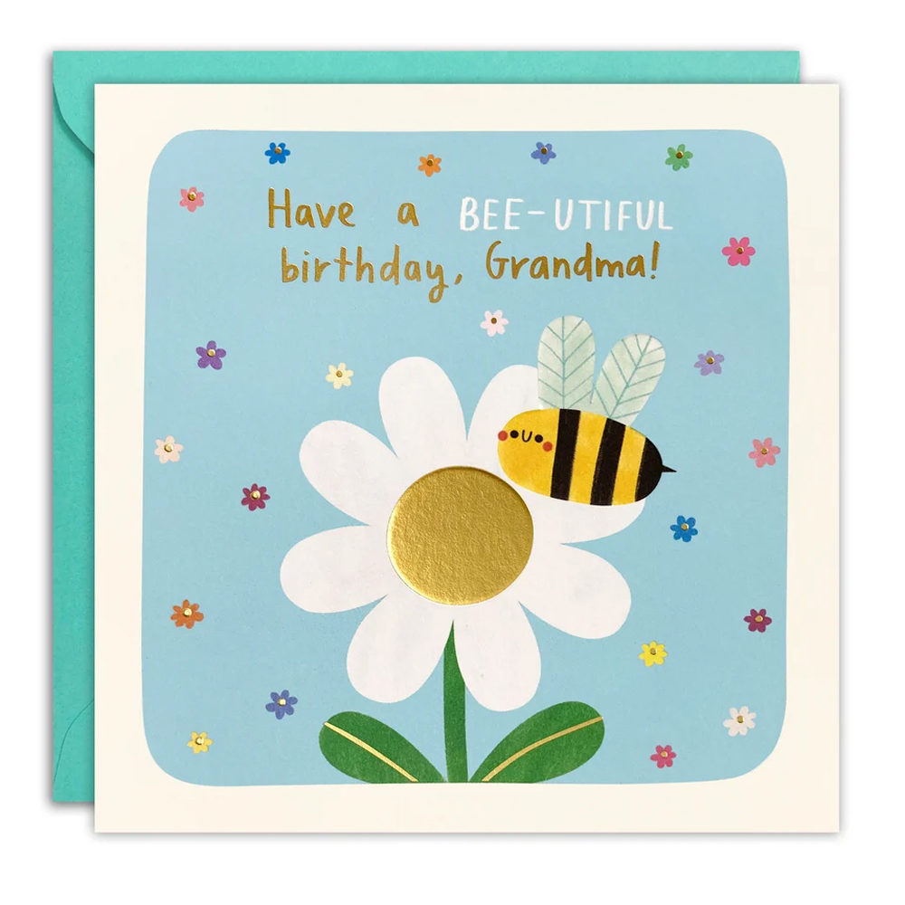 GRANDMA BEE-UTIFUL BIRTHDAY SQUARE PEG CARD