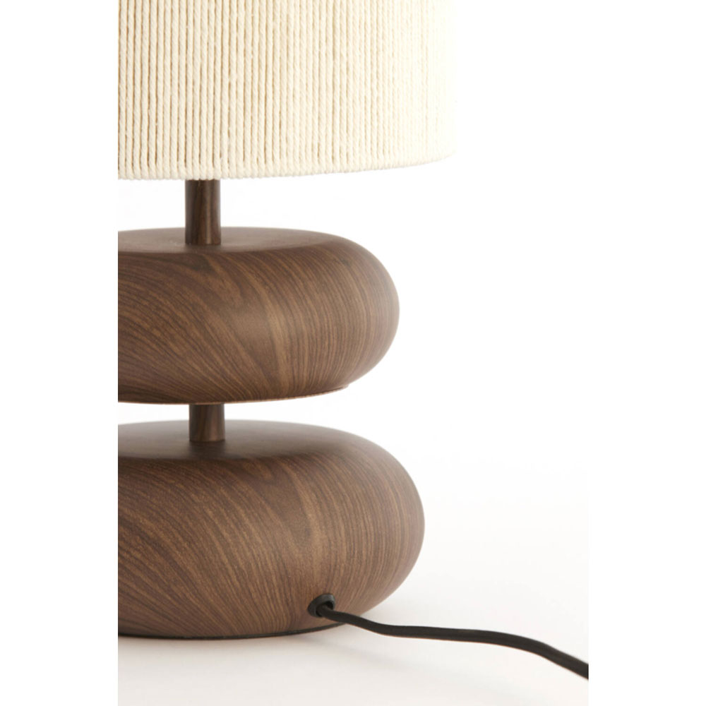TABLE LAMP DANIALO WOOD PRINT D BROWN+ROPE CREAM 22X50.5CM - Image 3