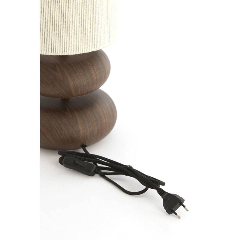 TABLE LAMP DANIALO WOOD PRINT D BROWN+ROPE CREAM 22X50.5CM - Image 4