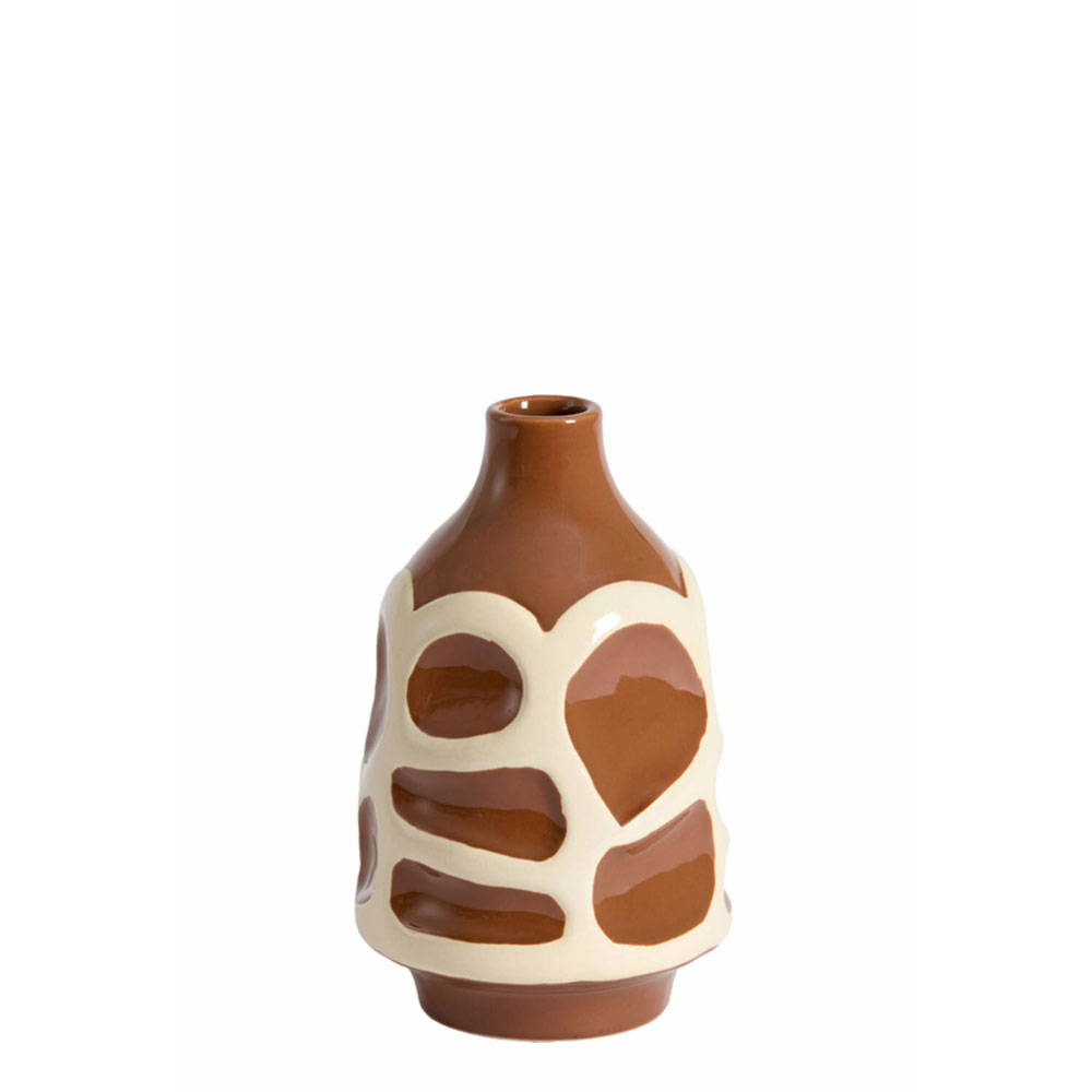 VASE DECO SINICE BROWN+CREAM 15X24CM