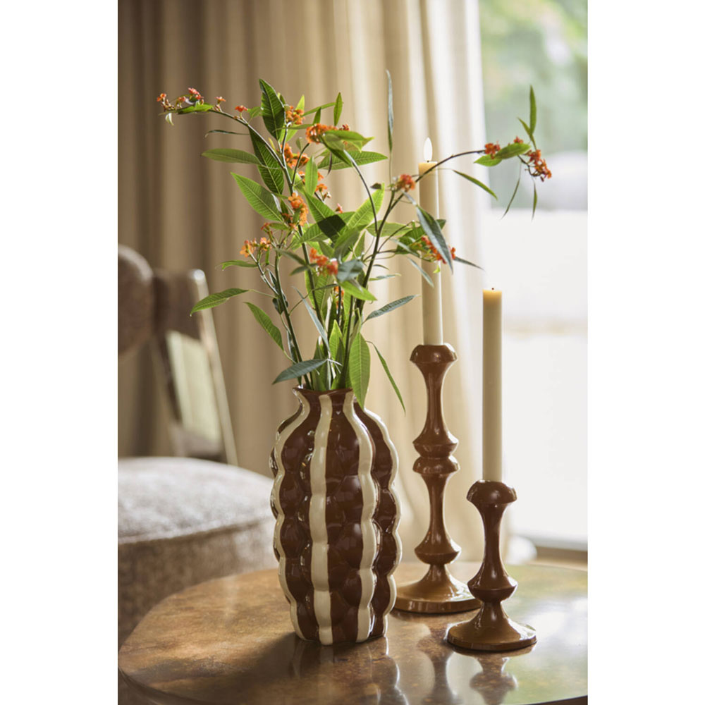 VASE DECO ZENELI BROWN+CREAM 15X28CM - Image 4