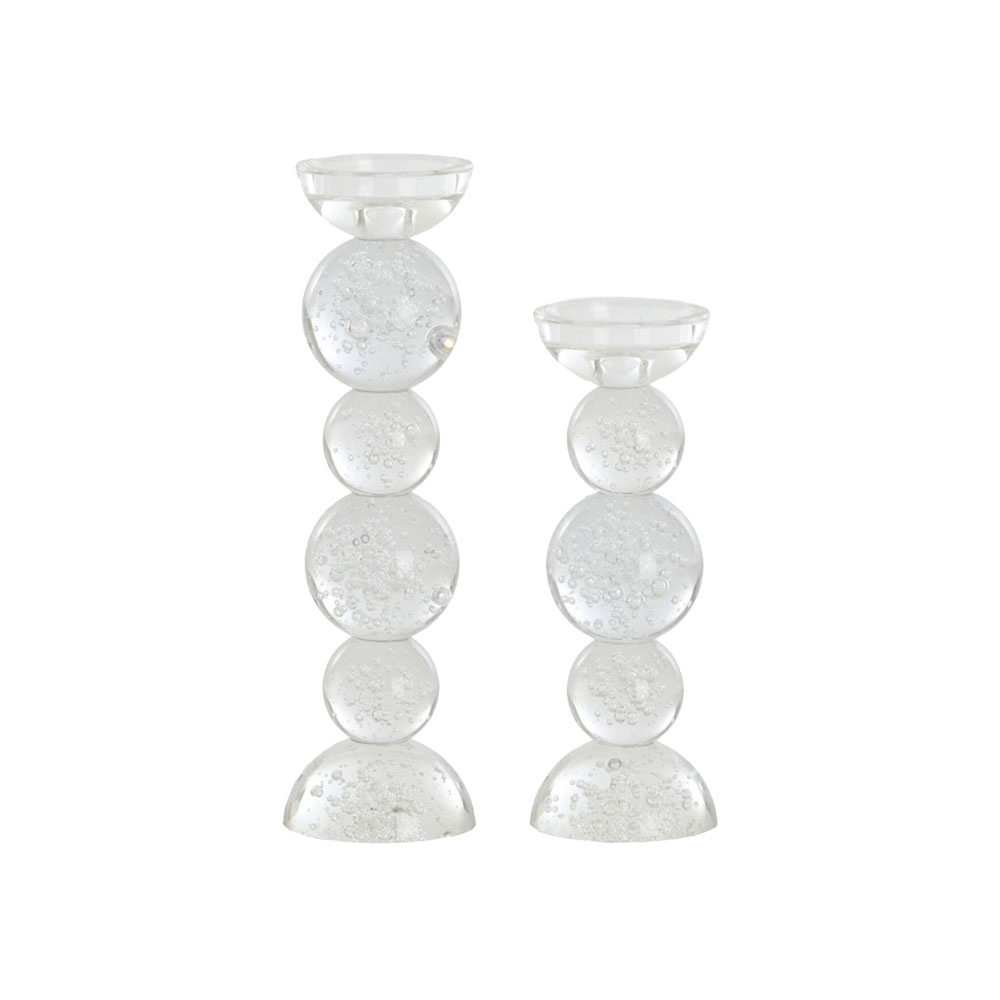 CANDLE STICK ITINGA GLASS BUBBLE CLEAR