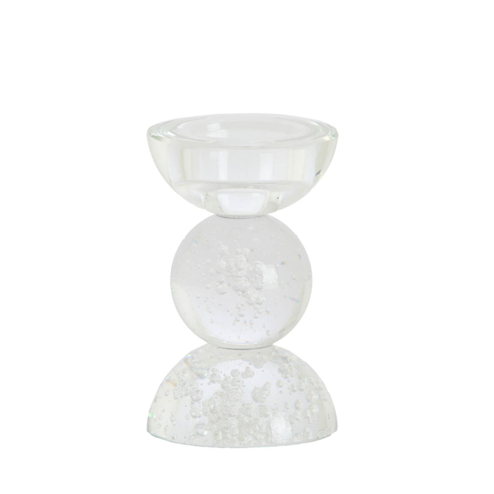 CANDLE STICK ITINGA GLASS BUBBLE CLEAR 8X12CM