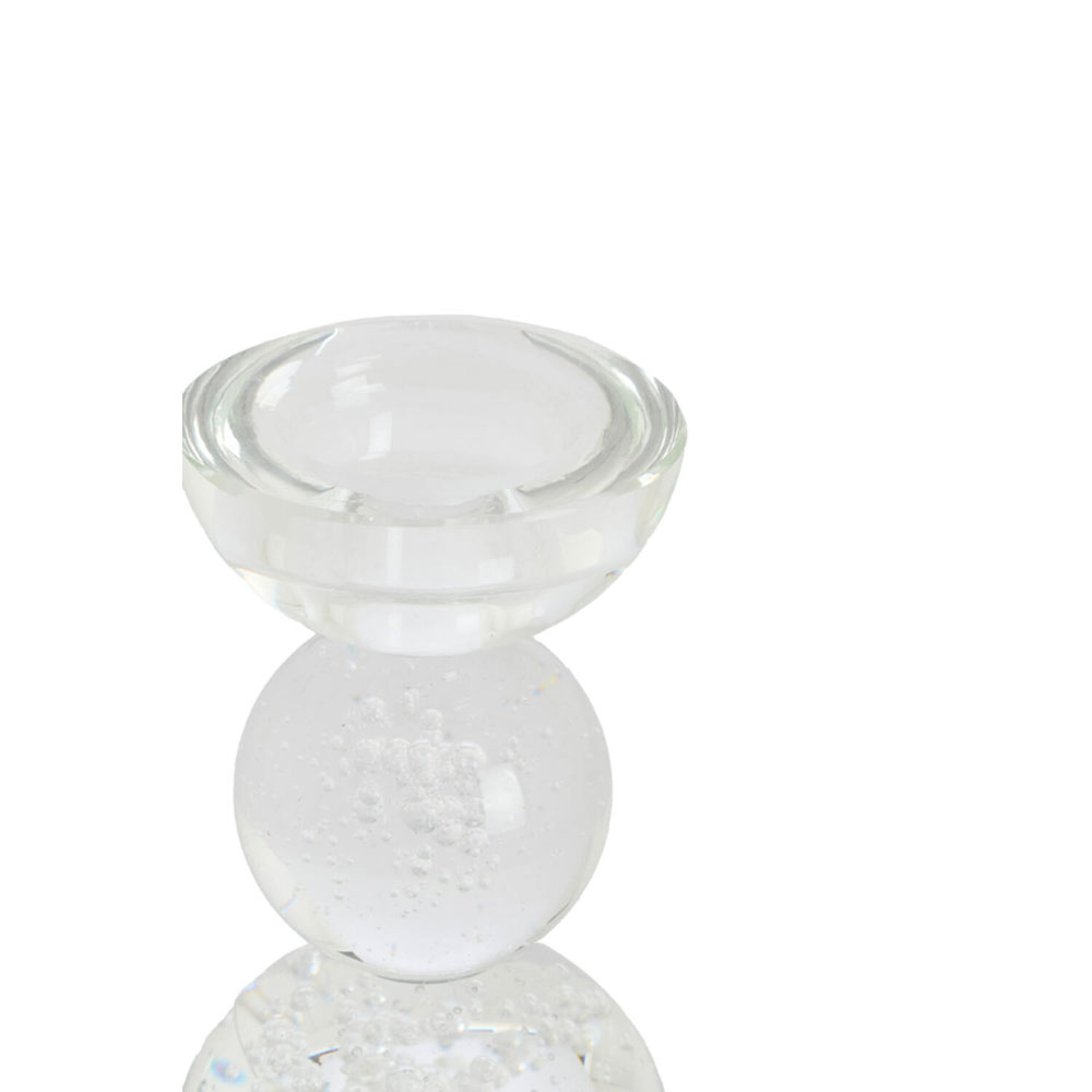 CANDLE STICK ITINGA GLASS BUBBLE CLEAR 8X12CM - Image 2