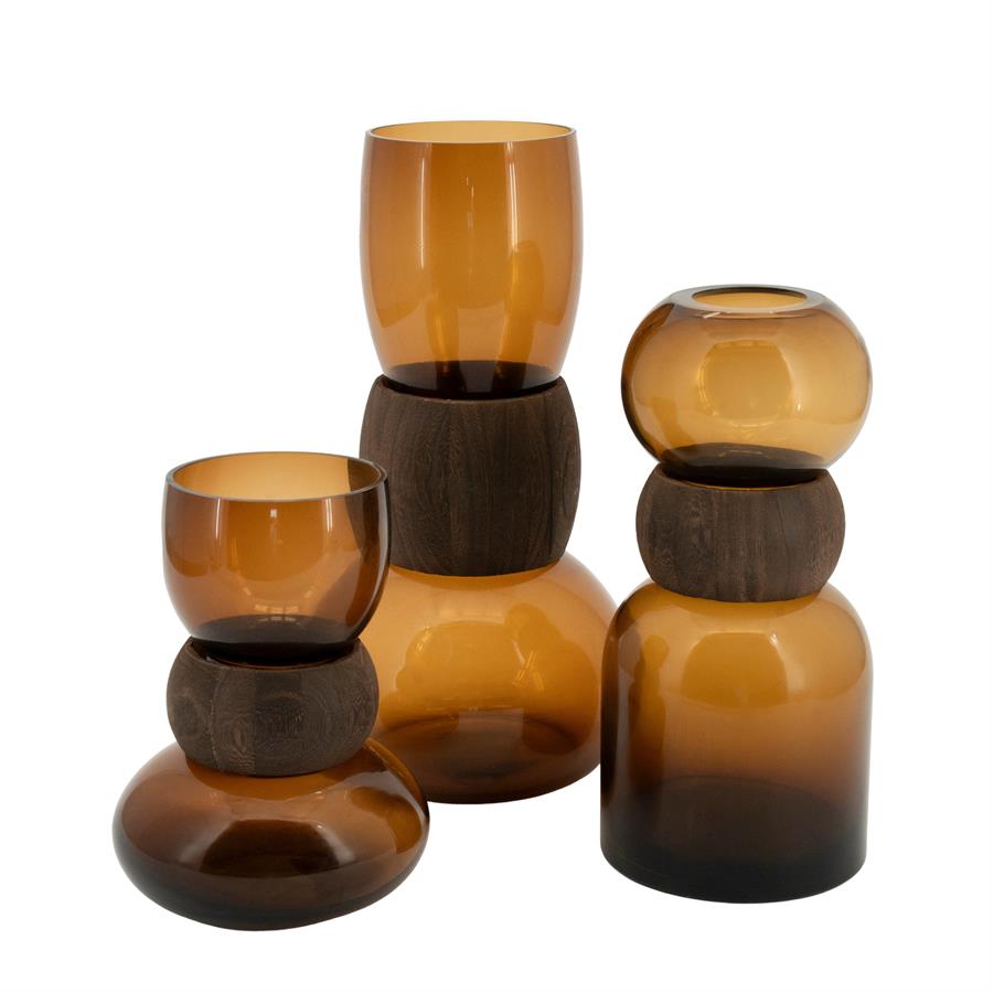 VASE GLASS VERRA DARK BROWN
