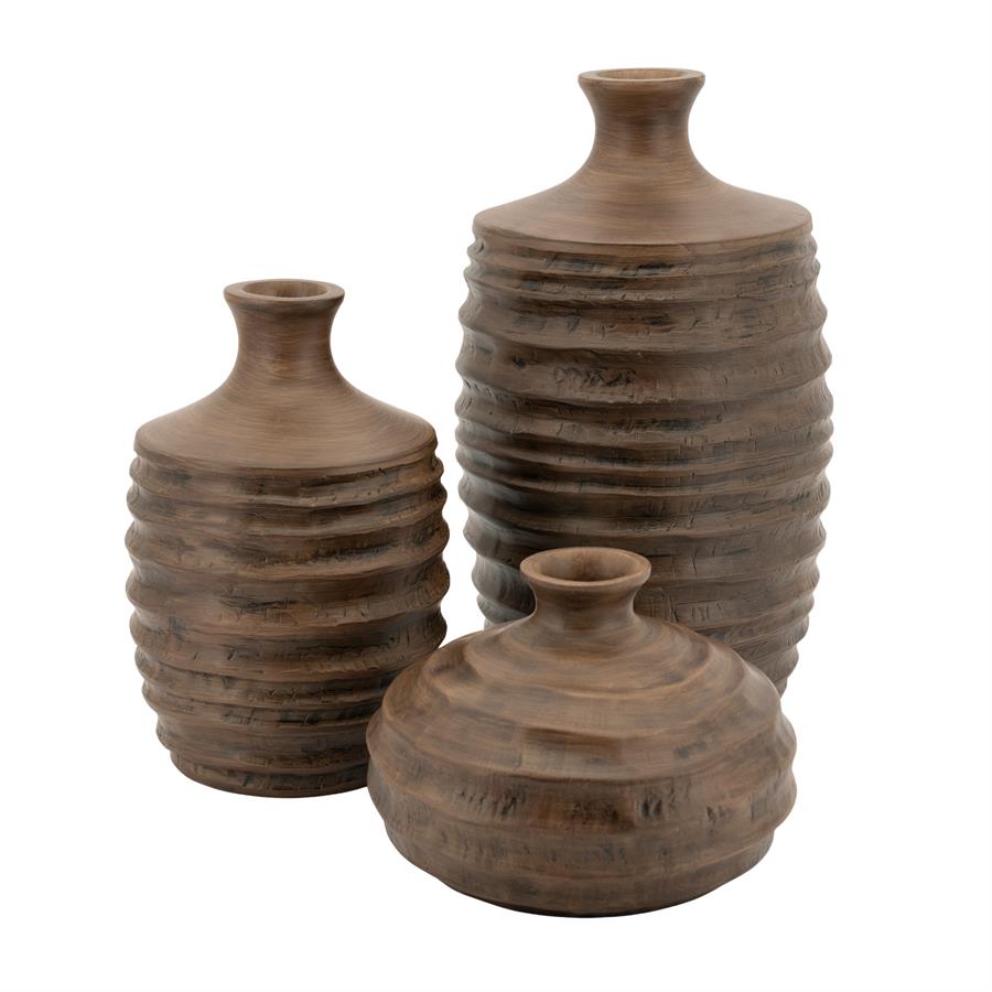 POLYRESIN VASE RIBERA BROWN
