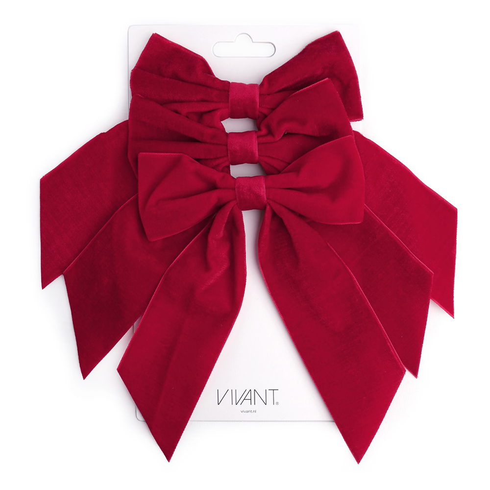 SET OF 3 VELVET BOW 13CMX18CM - Image 2