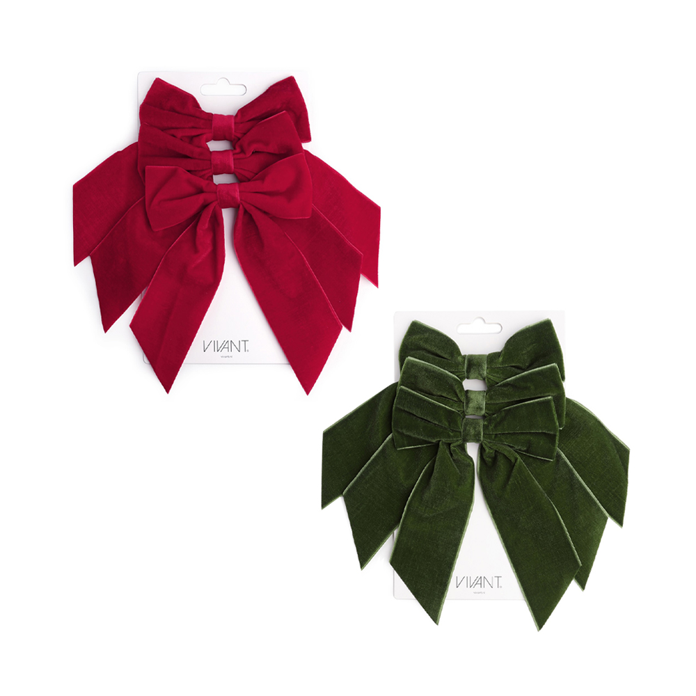 SET OF 3 VELVET BOW 13CMX18CM