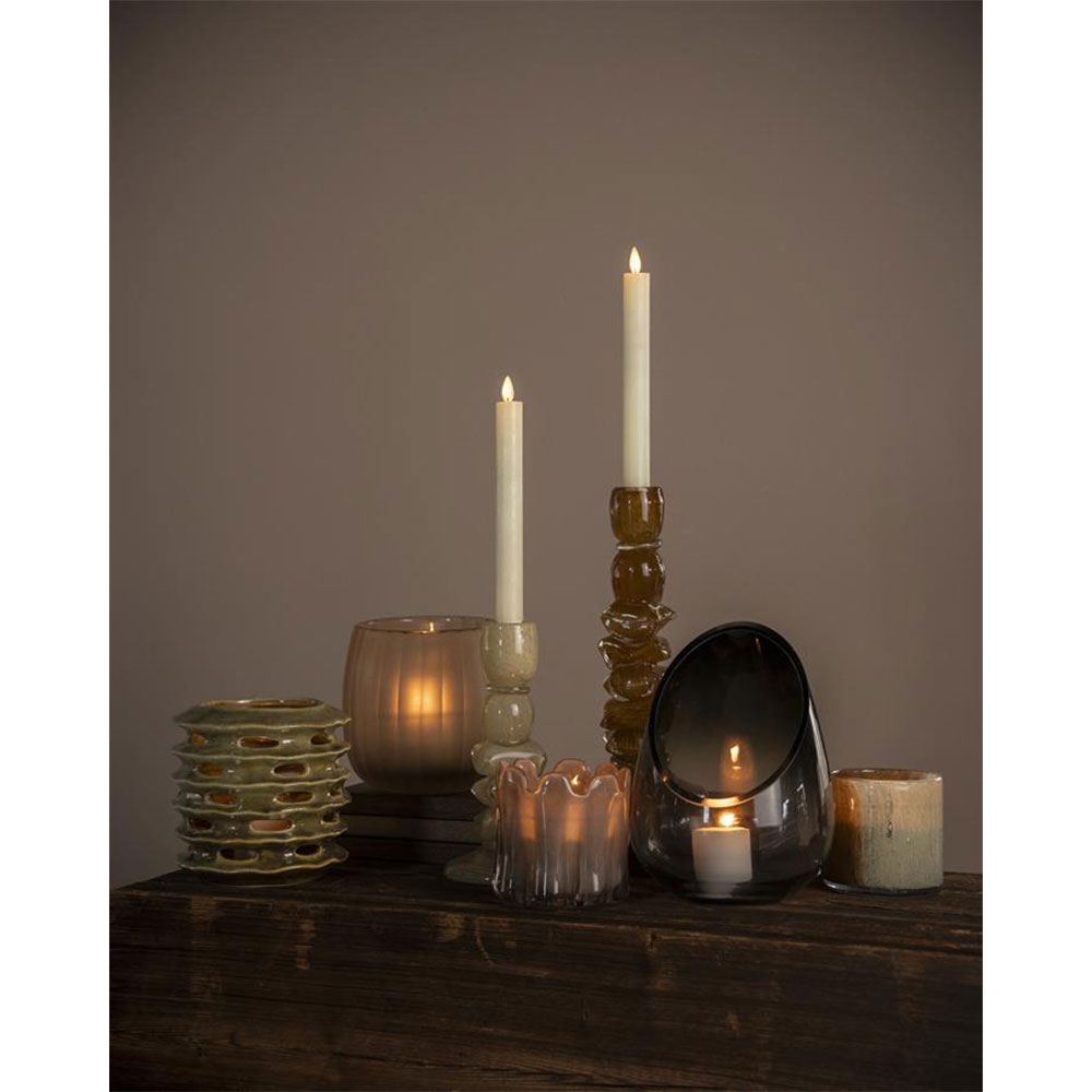 CANDLESTICK TAURACO BEIGE 11X22.5CM - Image 2